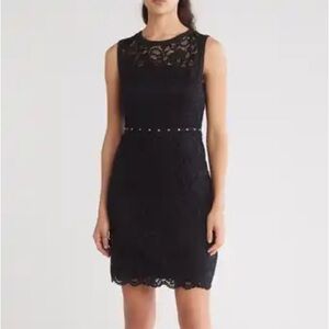 Sam Edelman Black Lace Sheath Dress with Beaded Waist NEW NWT
